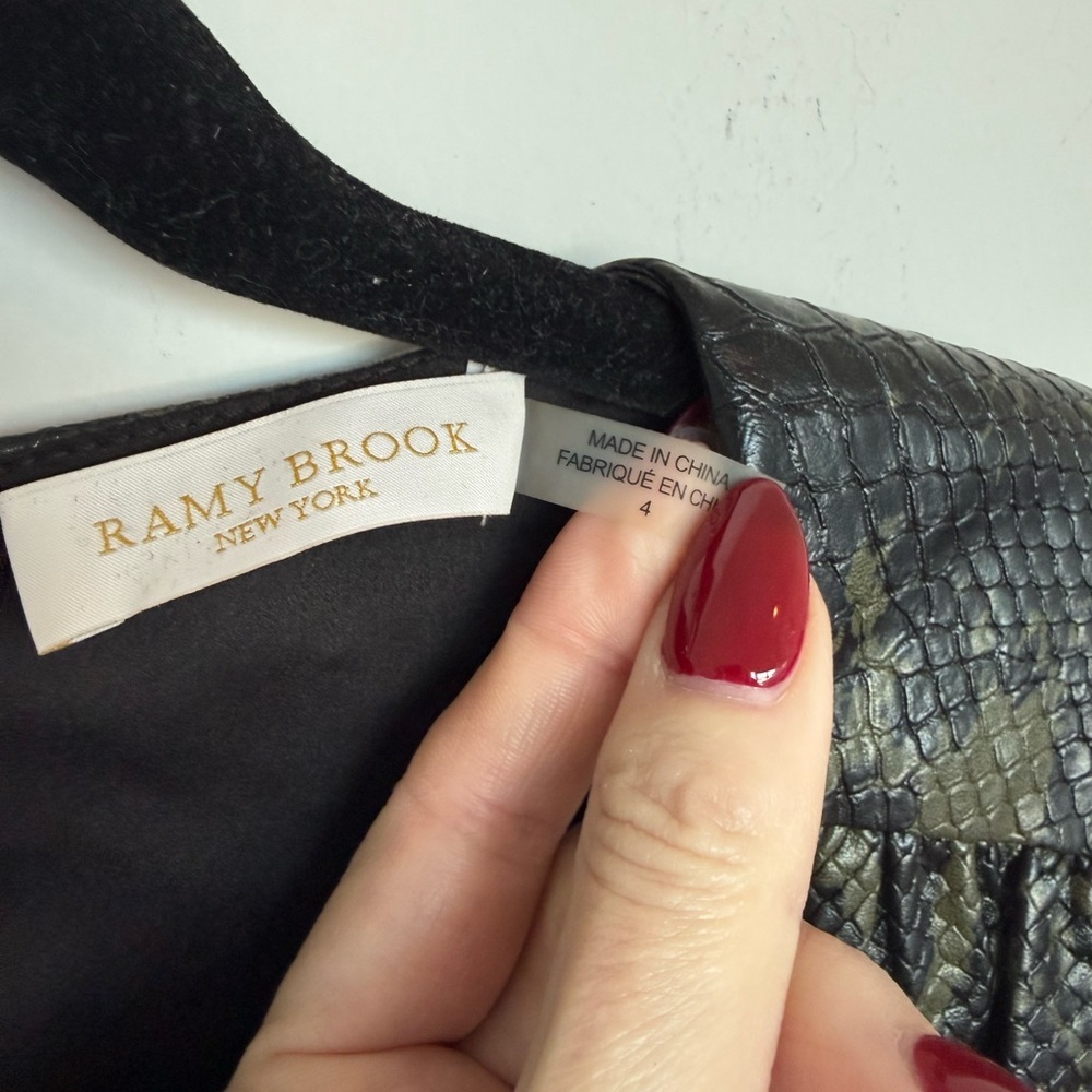 Ramy Brook Cherie V-neck mini dress in Olive snakeskin print size 4 - Picture 5 of 7